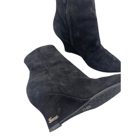 Gucci Suede Leather Sock Boots Women's Wedge Heels Size 8.5 - Picture 4 of 10